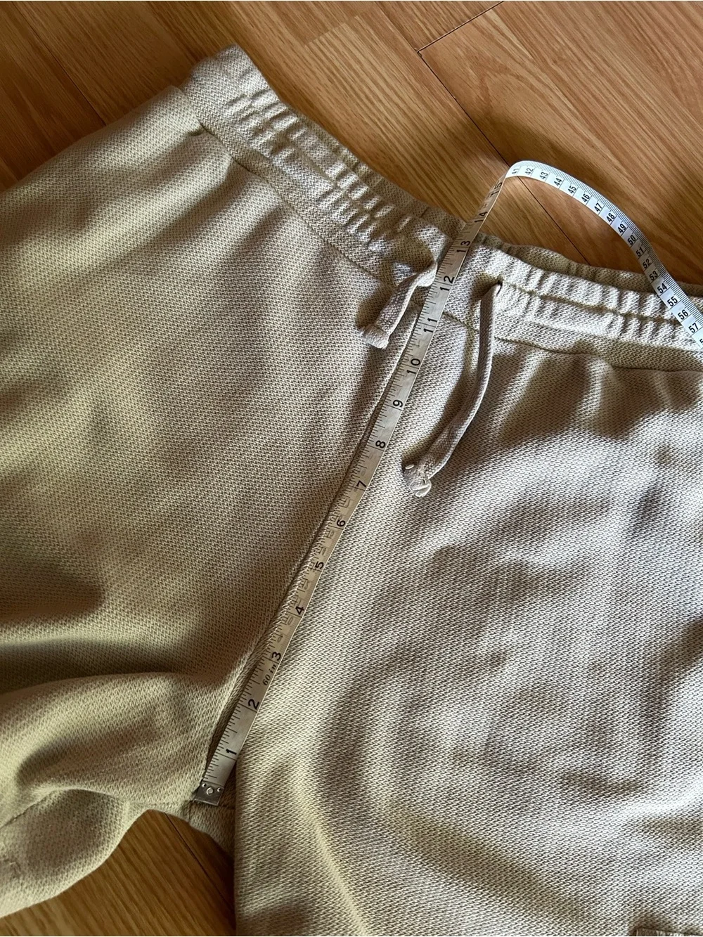 Zara Light Beige Waffle Knit Drawstring Casual Shorts Men’s XL